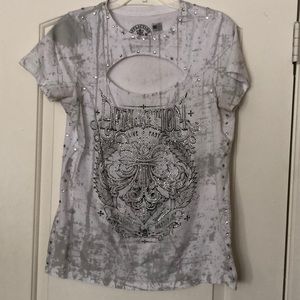 Affliction Keyhole Rhinestone Top XL